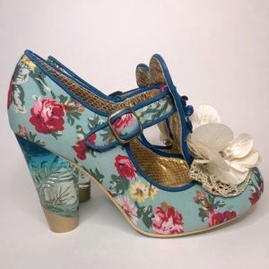 NEW Irregular Choice spring floral acrylic heels